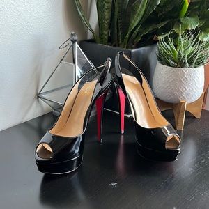Christian Louboutin Lady Peep Sling 150 Patent Calf Black